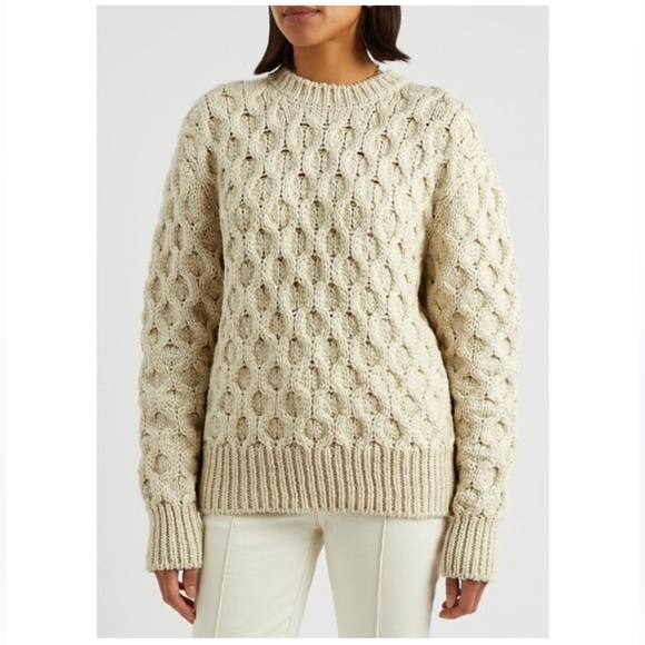 A.L.C. Fisherman Nel Chunky-Knit Wool-Blend Jumper Sweater Cream Size XS